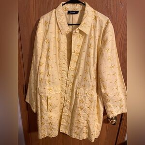 Denim&Co Vintage Yellow Embroidered Trench Coat